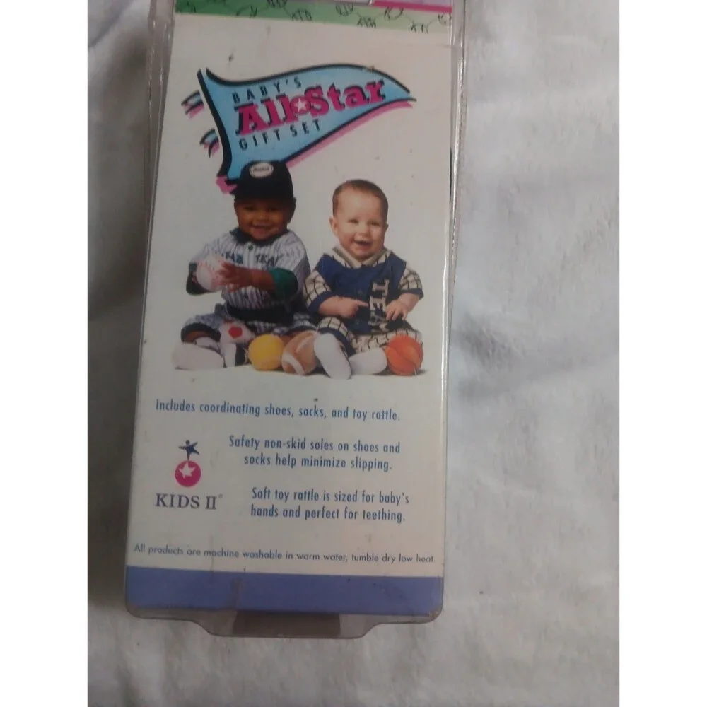 Kids II Baby's All Star Gift Set Shoes, Socks, Soft Toy Rattle New Vintage 1995